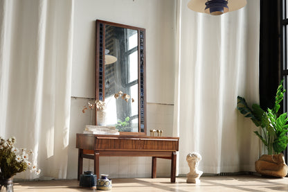 丹麥 玫瑰木 藍色磁磚 櫃鏡組