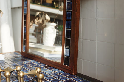 丹麥 玫瑰木 藍色磁磚 櫃鏡組