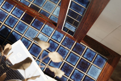 丹麥 玫瑰木 藍色磁磚 櫃鏡組