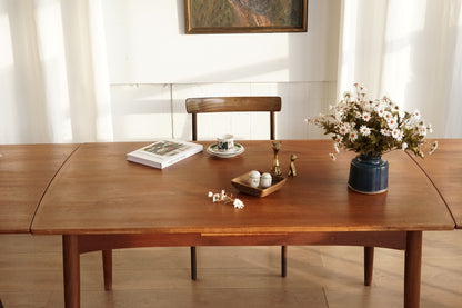 丹麥 柚木 雙向 延伸餐桌