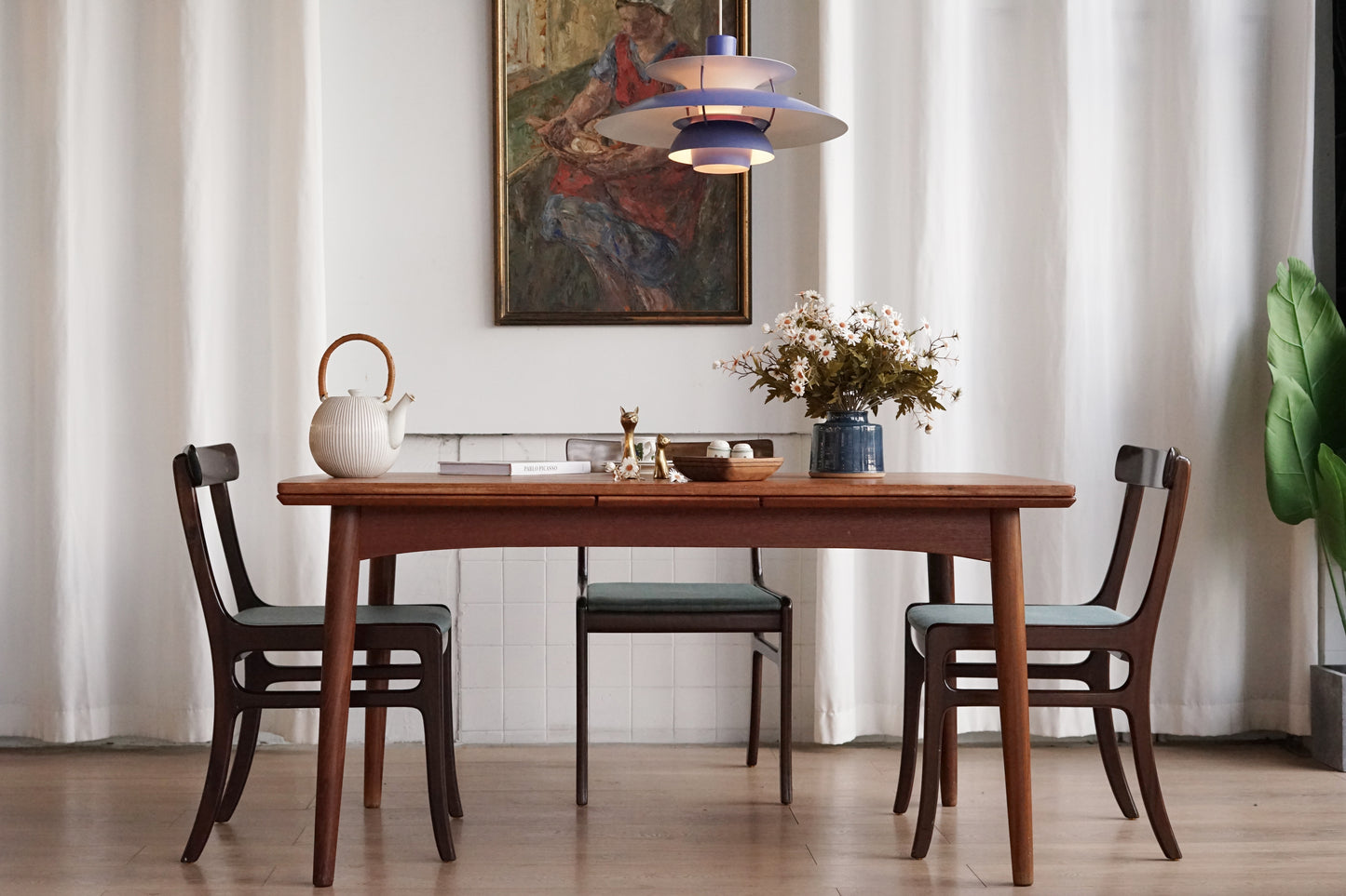 丹麥 柚木 雙向 延伸餐桌