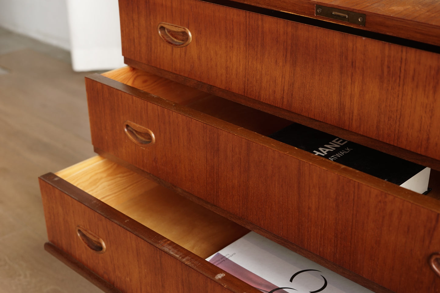 丹麥 柚木 上掀鏡 梳妝/收納櫃