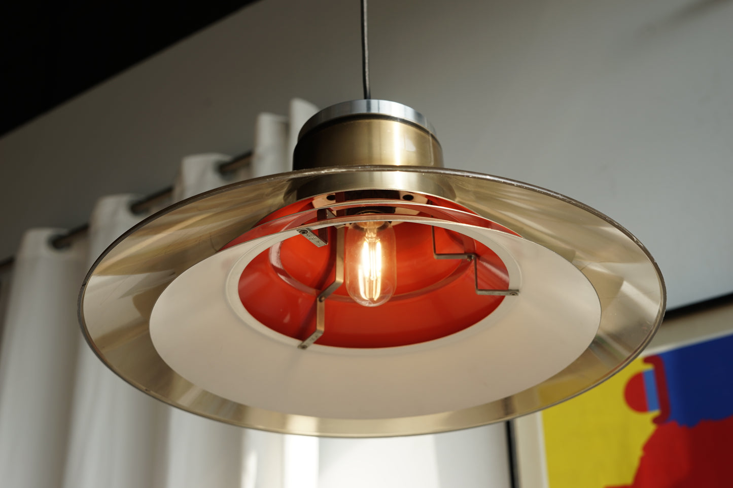 丹麥 琥珀 圓錐 太空風 吊燈