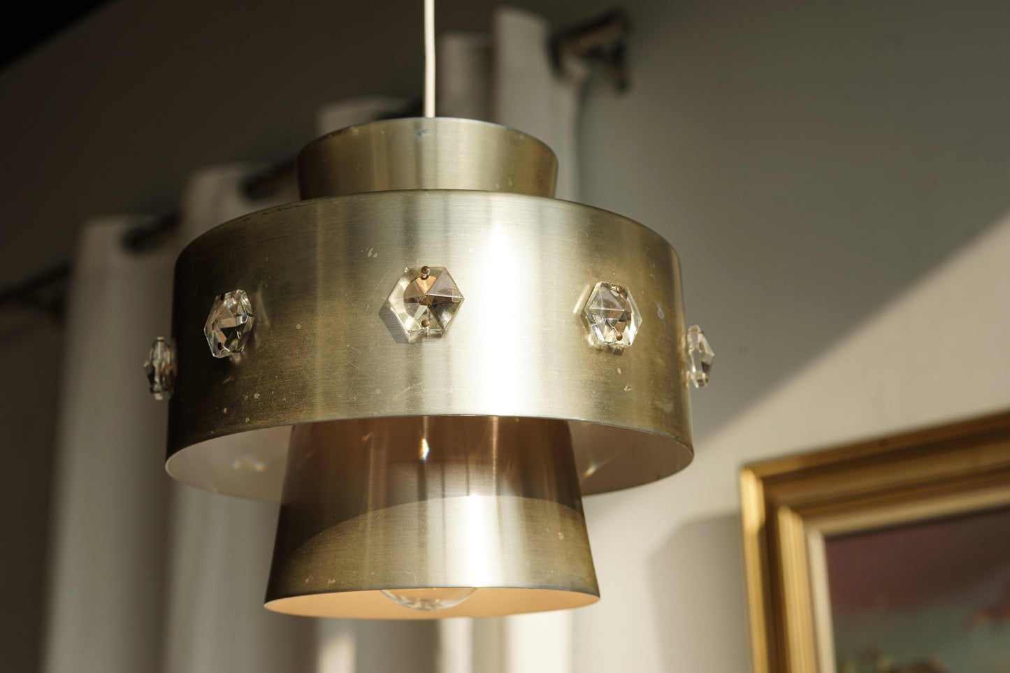 丹麥 霧金 六角晶飾 小吊燈