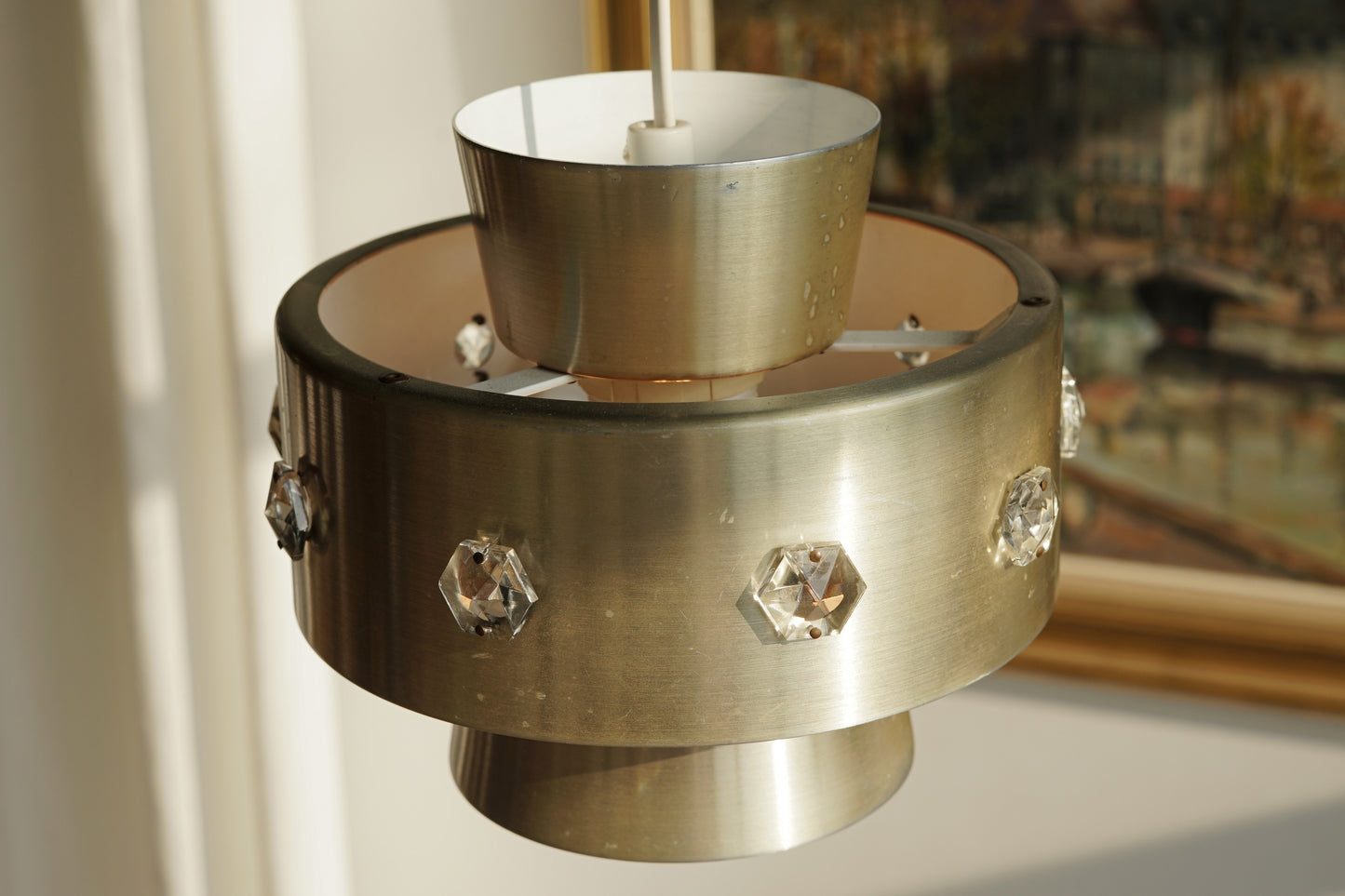 丹麥 霧金 六角晶飾 小吊燈