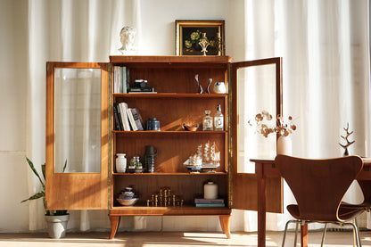 丹麥 桃花心木 雙門 玻璃 展示櫃