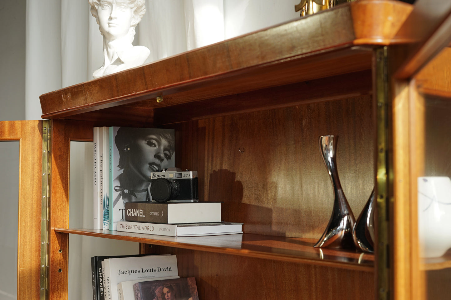 丹麥 桃花心木 雙門 玻璃 展示櫃