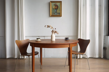 丹麥 柚木 圓形 蝴蝶延伸 餐桌