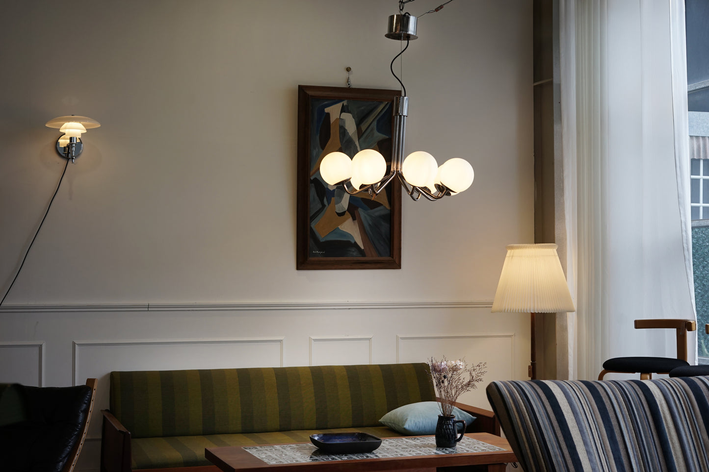 丹麥 鍍鉻 白色 球型吊燈