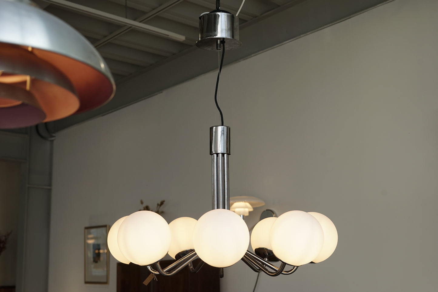 丹麥 鍍鉻 白色 球型吊燈