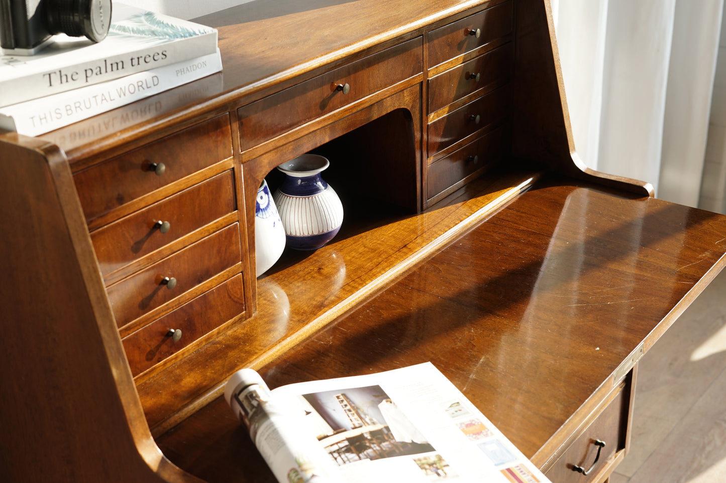 丹麥 桃花心木 掀門 書寫櫃