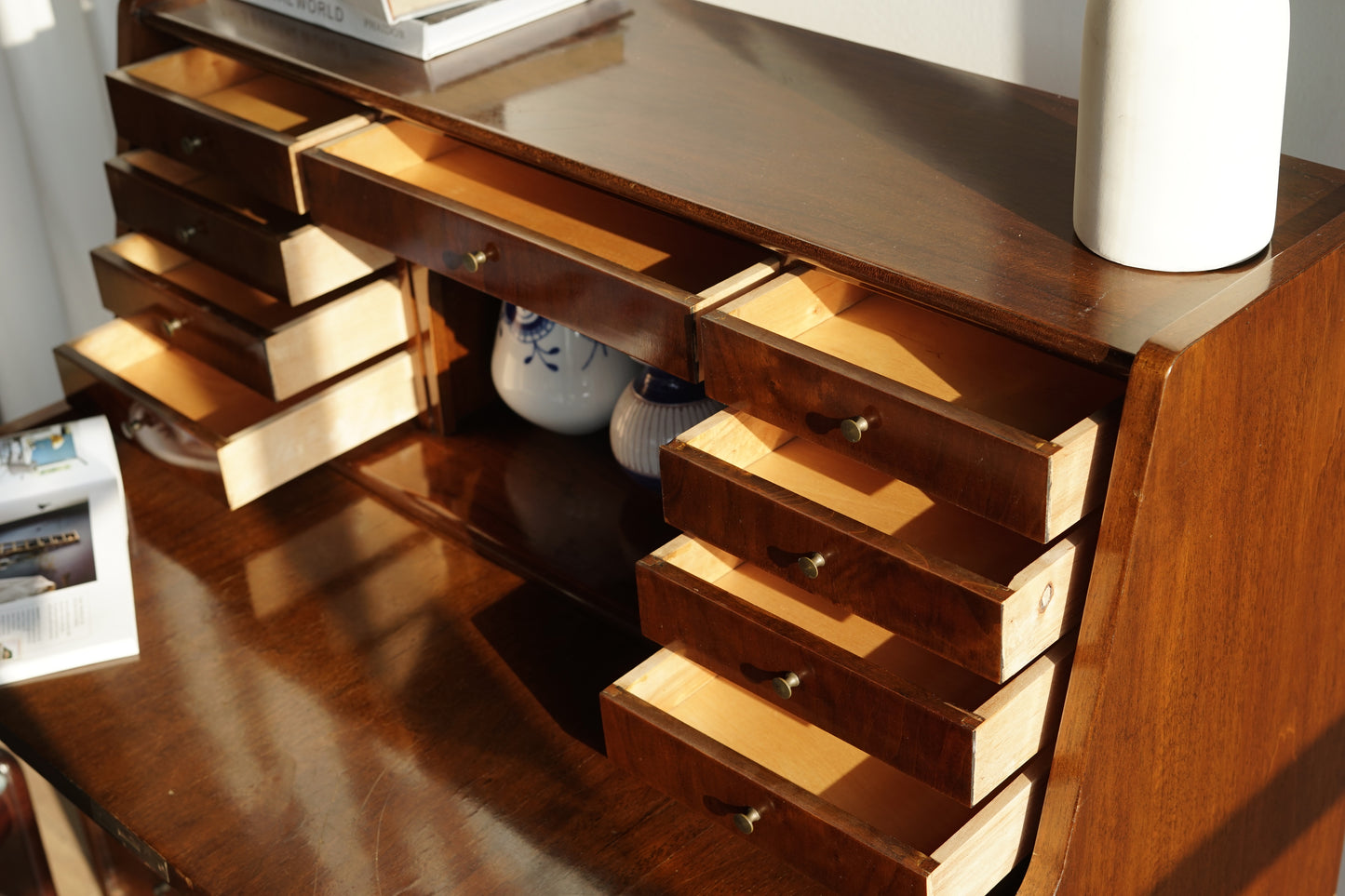 丹麥 桃花心木 掀門 書寫櫃