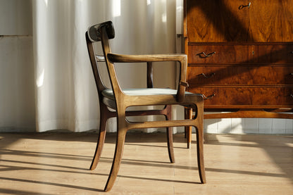 丹麥 Ole Wanscher  桃花心木 藍色 扶手椅