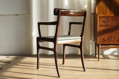 丹麥 Ole Wanscher  桃花心木 藍色 扶手椅