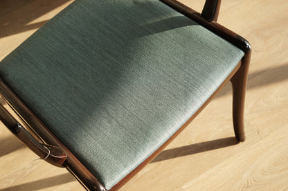 丹麥 Ole Wanscher  桃花心木 藍色 扶手椅