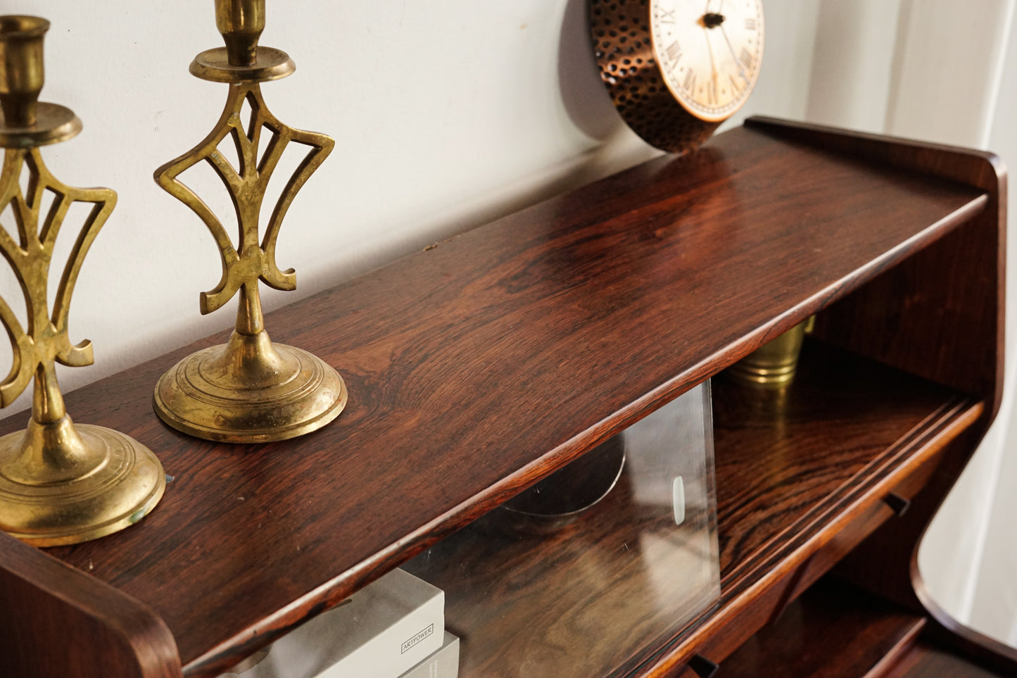 丹麥 典雅 玫瑰木 玻璃 寫字櫃