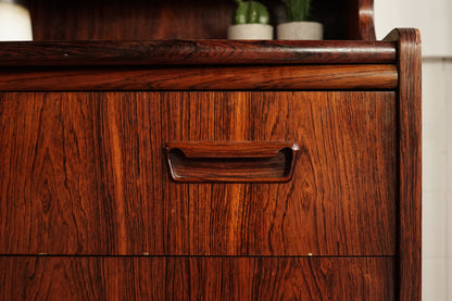 丹麥 典雅 玫瑰木 玻璃 寫字櫃