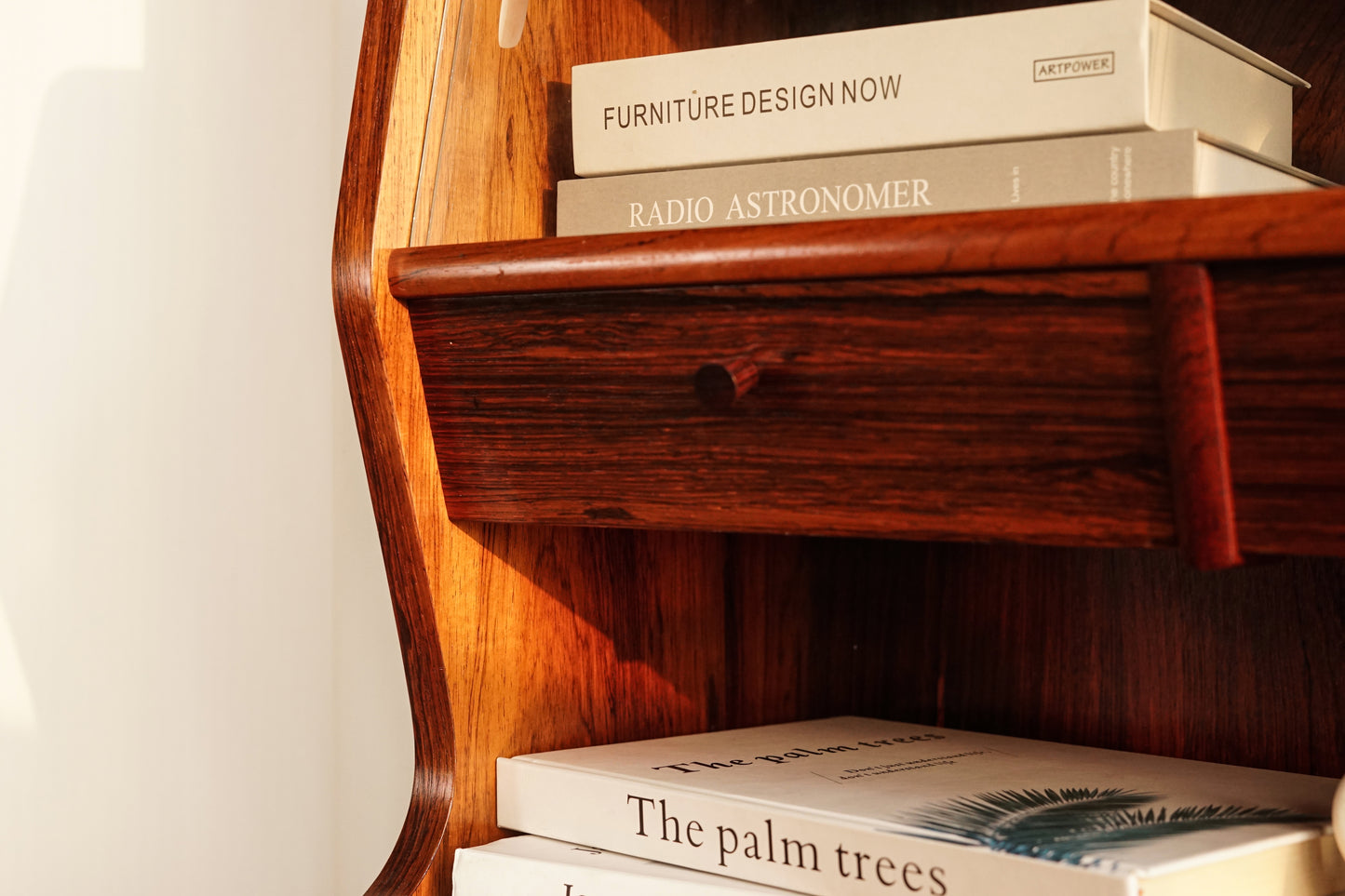 丹麥 典雅 玫瑰木 玻璃 寫字櫃