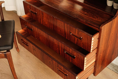 丹麥 典雅 玫瑰木 玻璃 寫字櫃