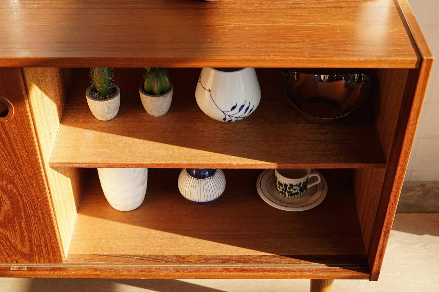 丹麥 柚木 四抽 滑門 矮邊櫃