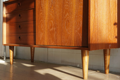 丹麥 柚木 四抽 滑門 矮邊櫃