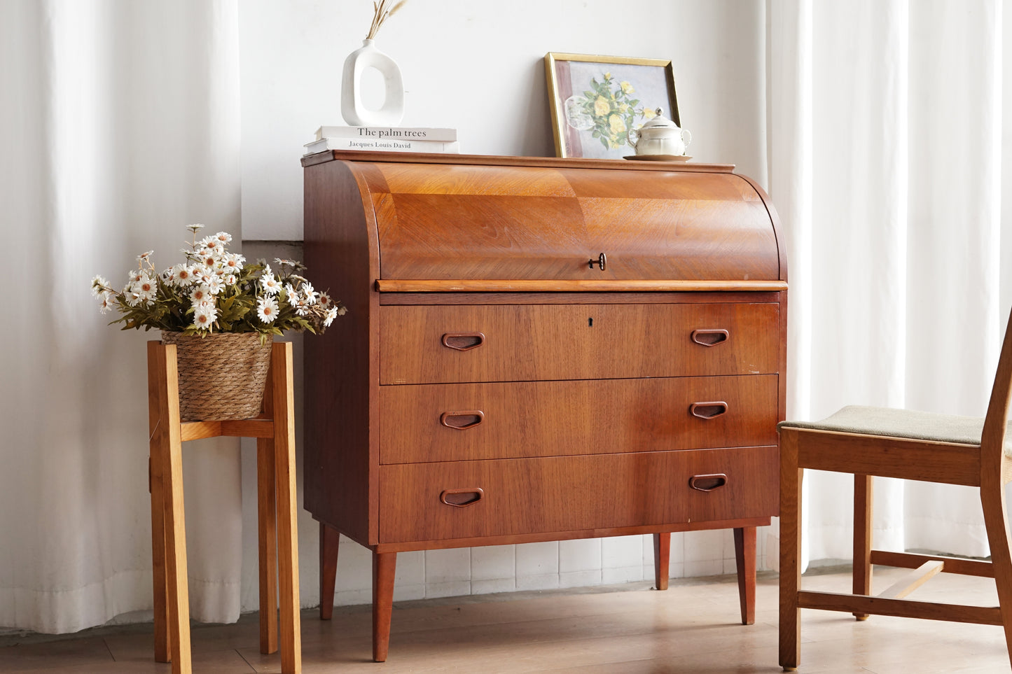 丹麥 Egon Ostergaard  柚木 半圓 寫字櫃