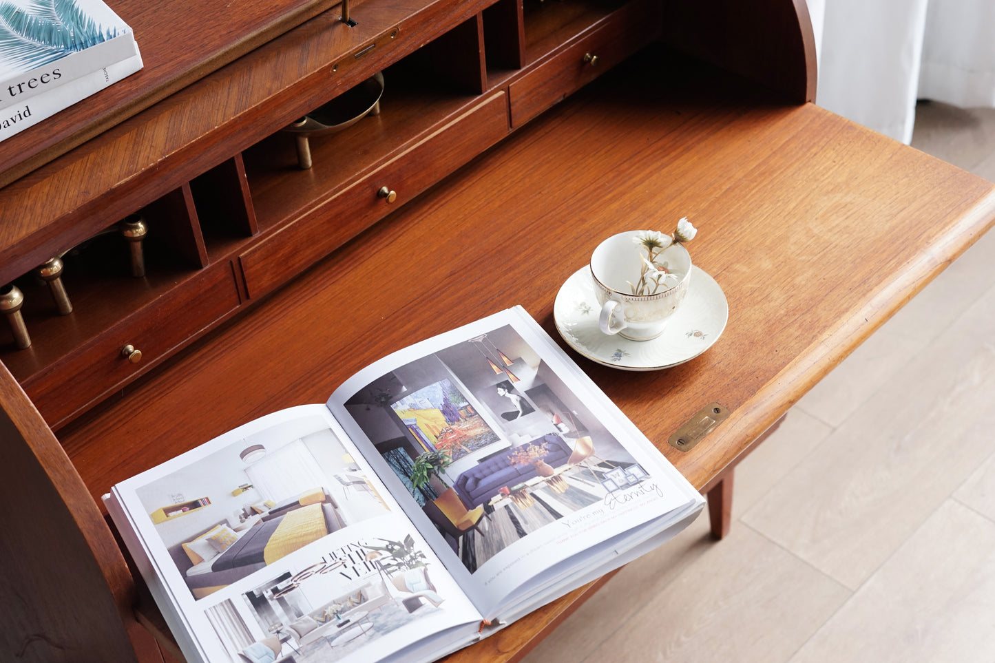 丹麥 Egon Ostergaard  柚木 半圓 寫字櫃