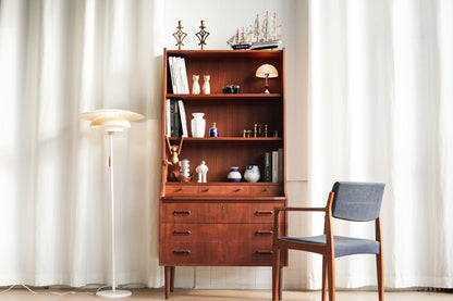 丹麥 柚木 經典 抽屜 高腳 高書櫃