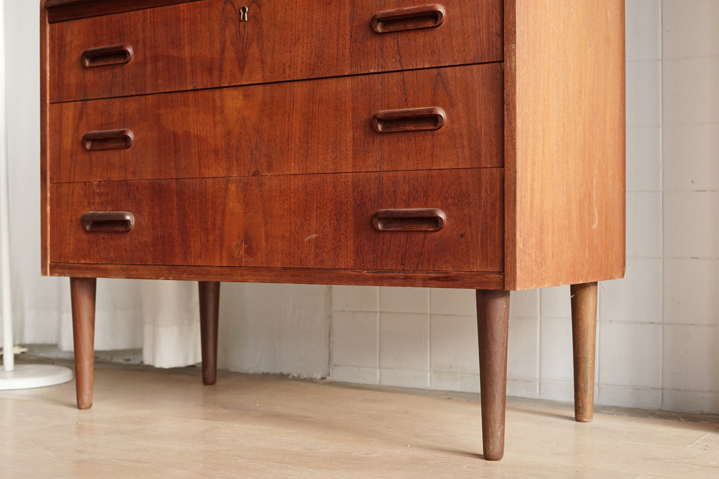 丹麥 柚木 經典 抽屜 高腳 高書櫃