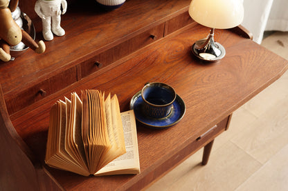 丹麥 柚木 經典 抽屜 高腳 高書櫃