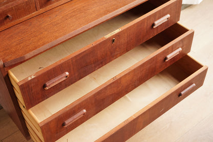 丹麥 柚木 經典 抽屜 高腳 高書櫃