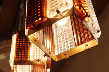 丹麥 琥珀 透明棱鏡 黃銅 吊燈