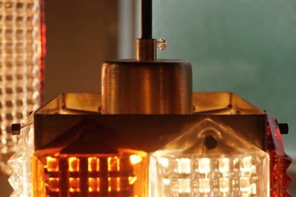 丹麥 琥珀 透明棱鏡 黃銅 吊燈