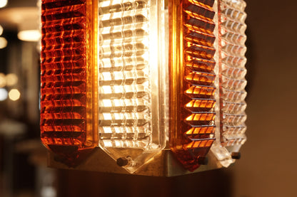 丹麥 琥珀 透明棱鏡 黃銅 吊燈