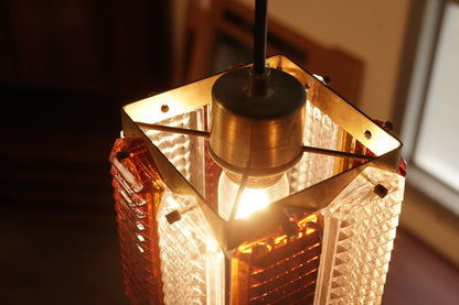 丹麥 琥珀 透明棱鏡 黃銅 吊燈