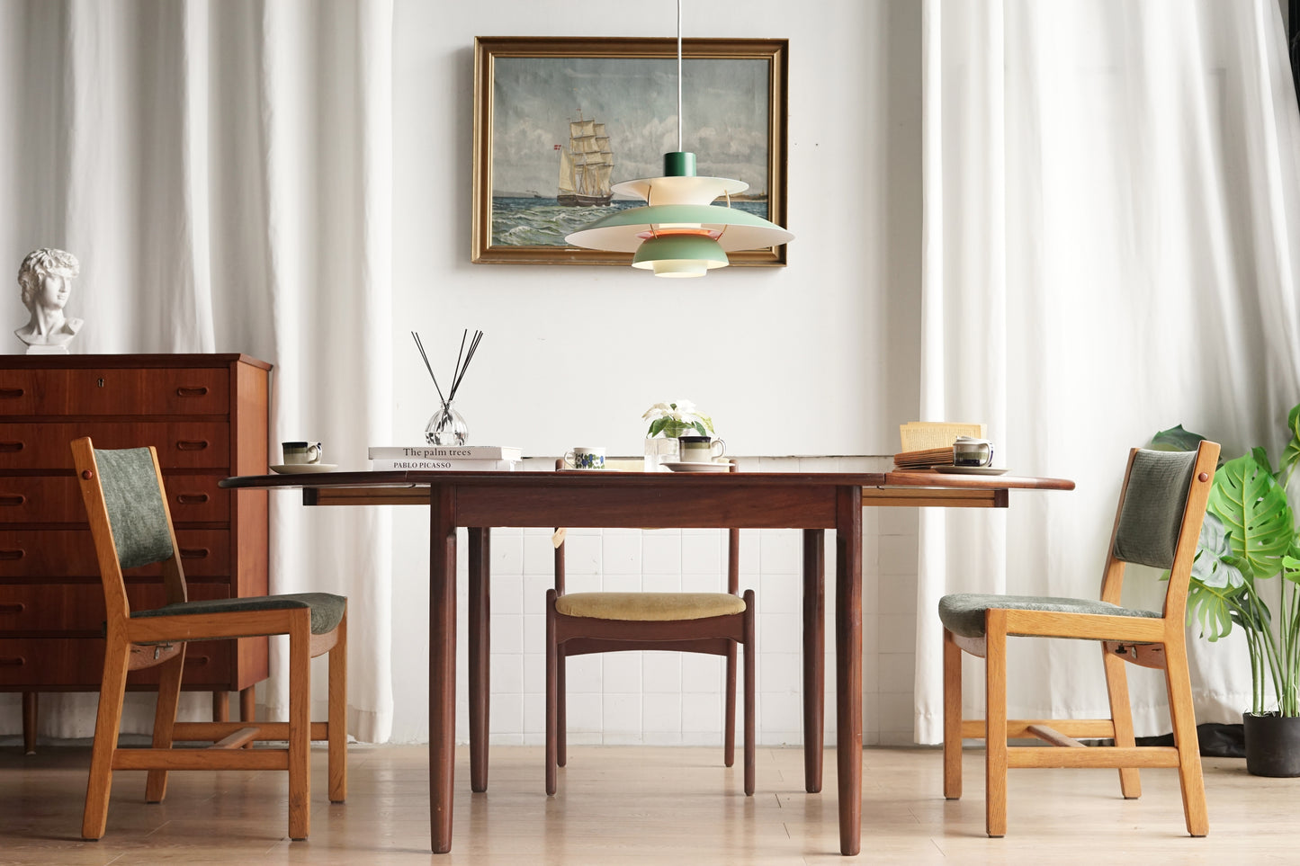 丹麥 玫瑰木 折葉 延伸餐桌