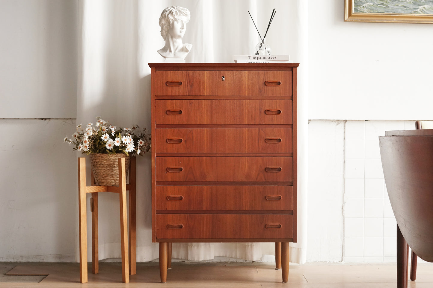丹麥 柚木 中型 六抽屜 高櫃