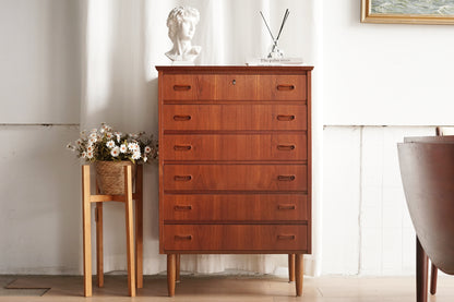 丹麥 柚木 中型 六抽屜 高櫃
