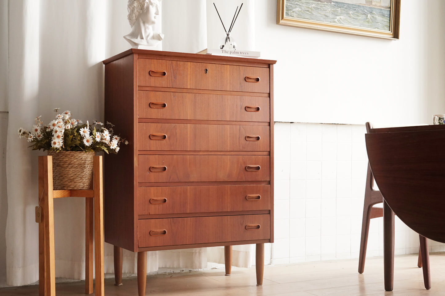 丹麥 柚木 中型 六抽屜 高櫃