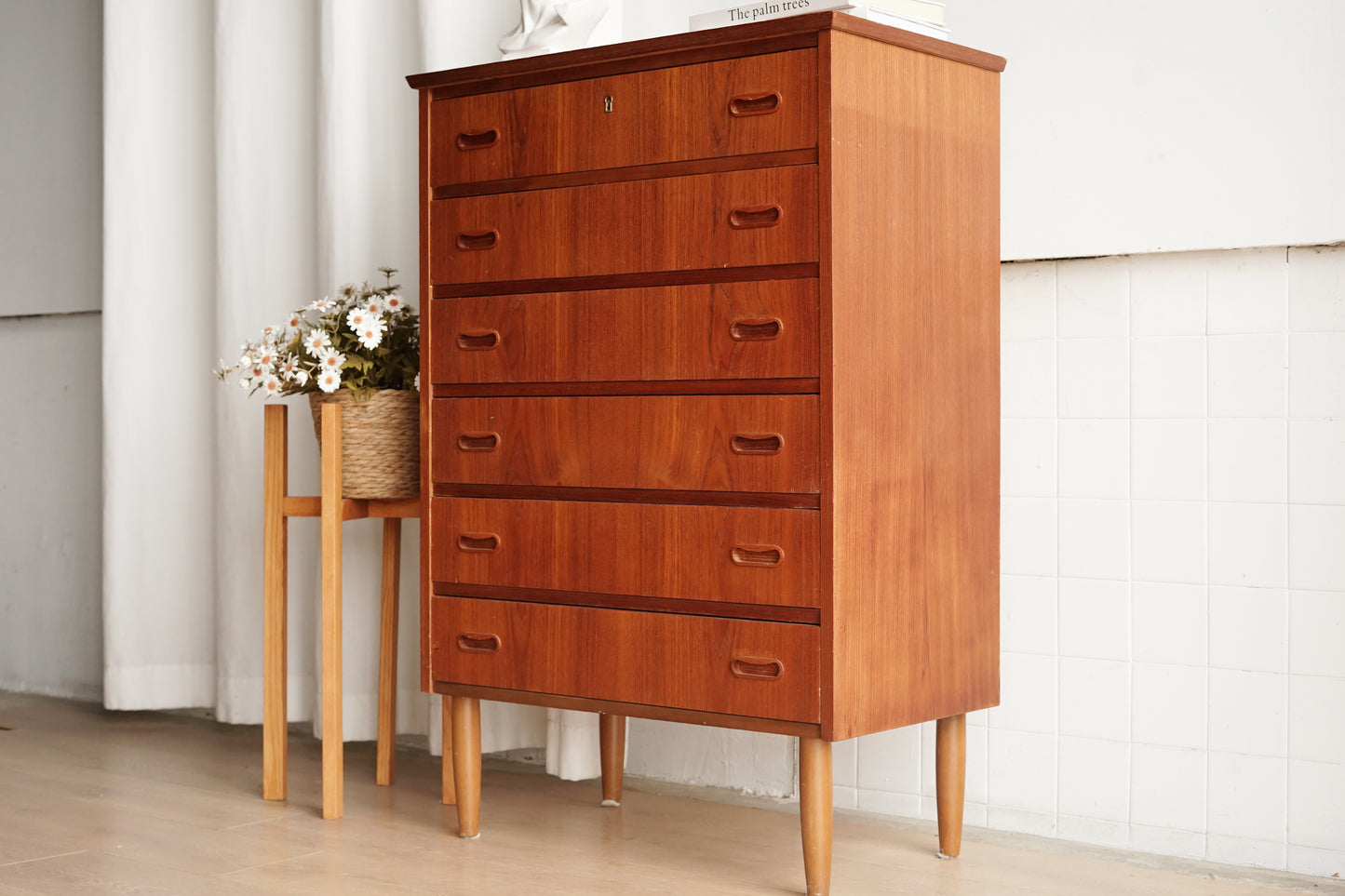 丹麥 柚木 中型 六抽屜 高櫃