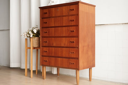 丹麥 柚木 中型 六抽屜 高櫃