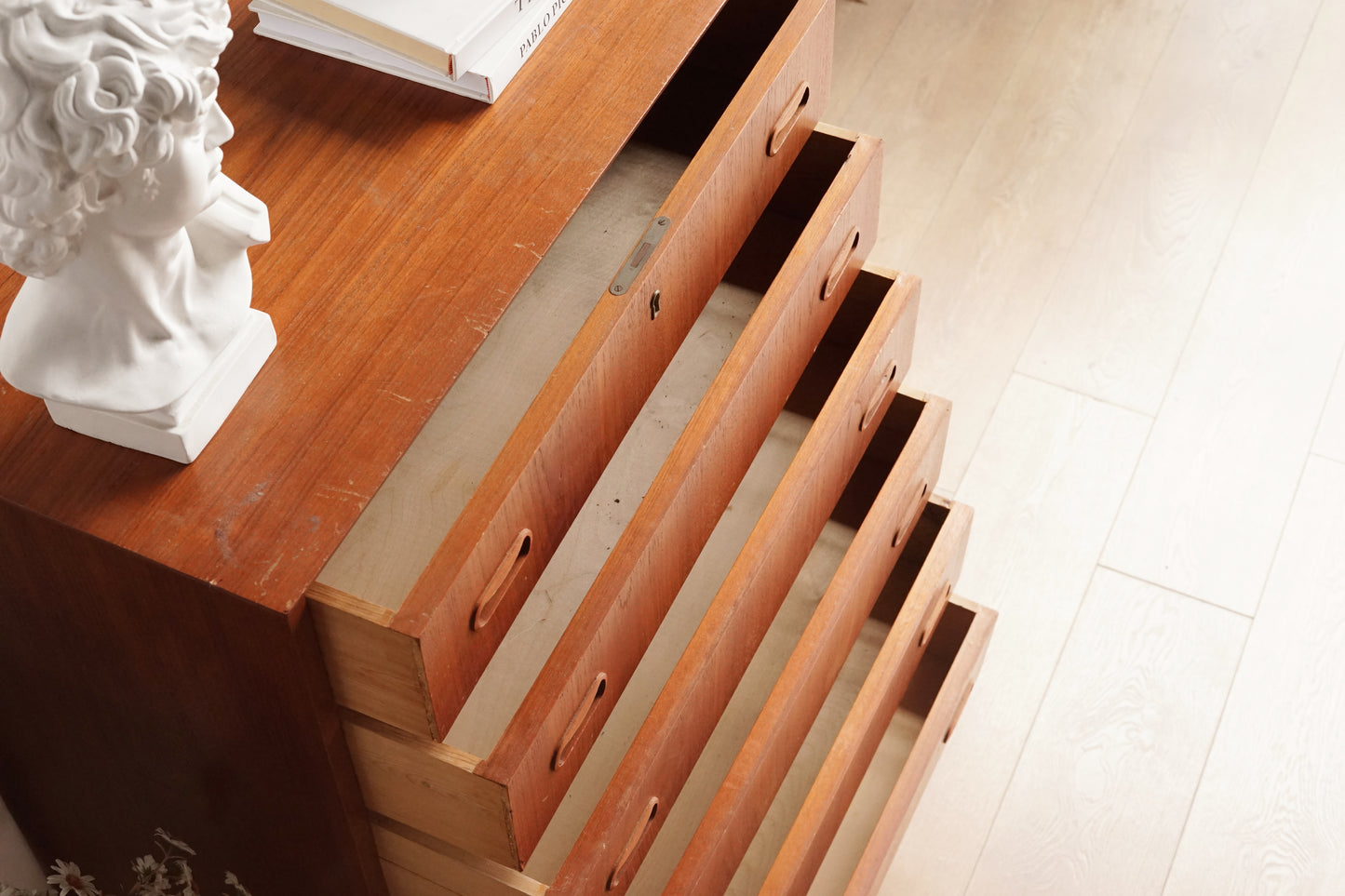 丹麥 柚木 中型 六抽屜 高櫃