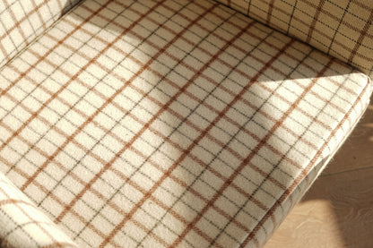 丹麥 格紋羊毛 高背翼背 休閒實木 沙發椅