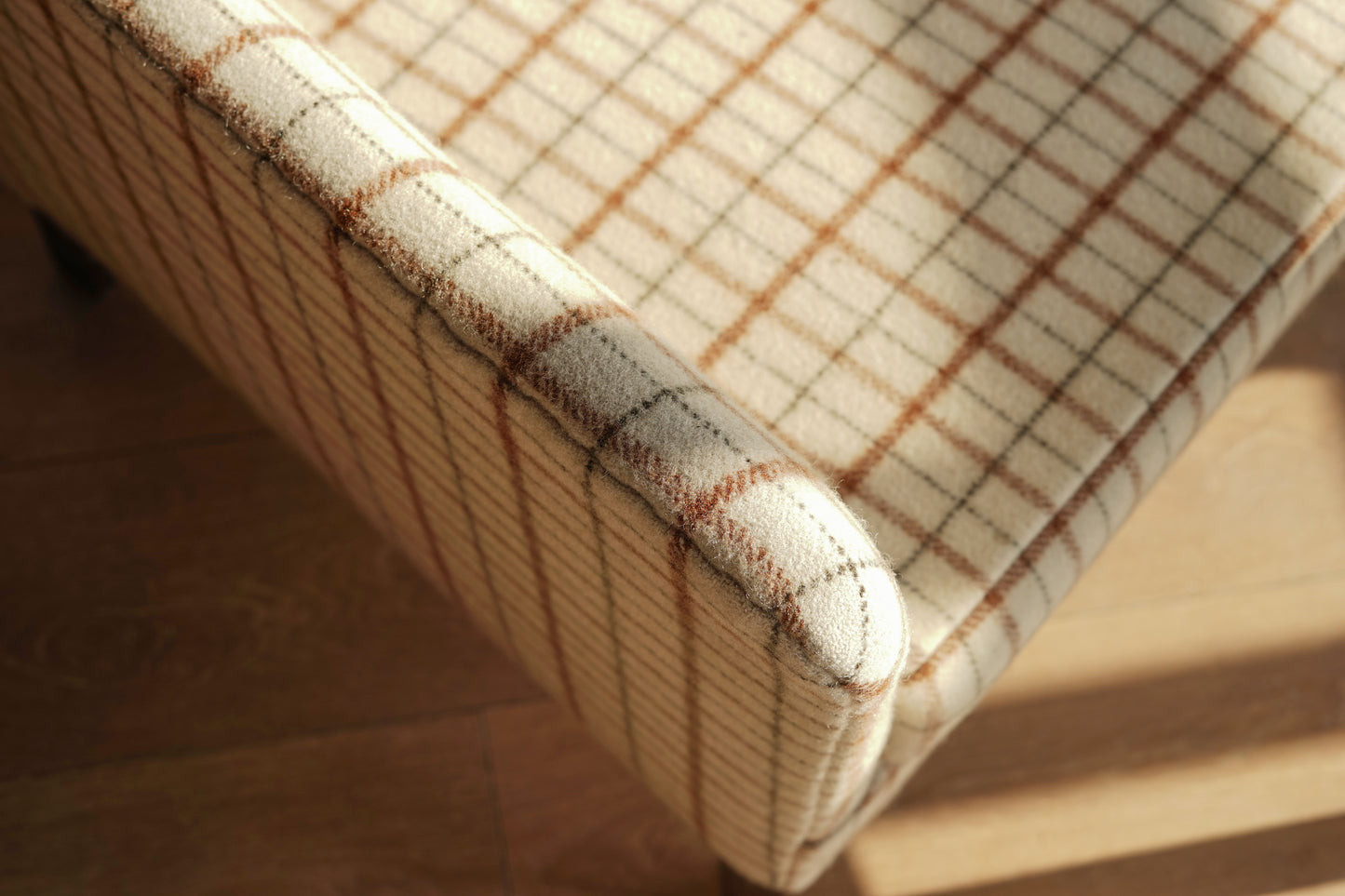 丹麥 格紋羊毛 高背翼背 休閒實木 沙發椅