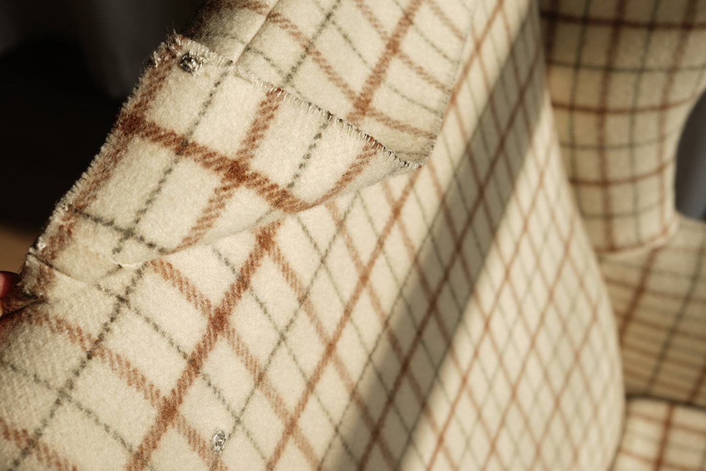 丹麥 格紋羊毛 高背翼背 休閒實木 沙發椅