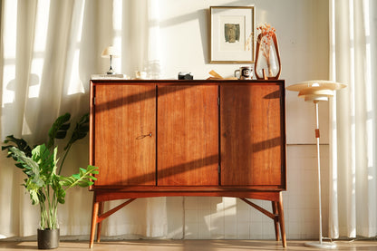 丹麥 柚木 三門 高腳 收納櫃 餐邊櫃