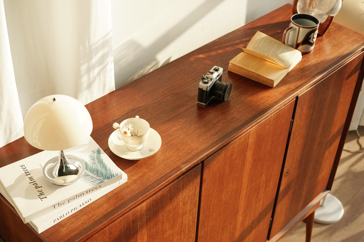 丹麥 柚木 三門 高腳 收納櫃 餐邊櫃