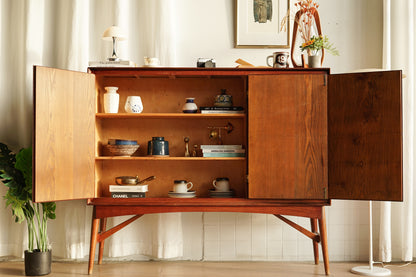 丹麥 柚木 三門 高腳 收納櫃 餐邊櫃