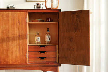 丹麥 柚木 三門 高腳 收納櫃 餐邊櫃