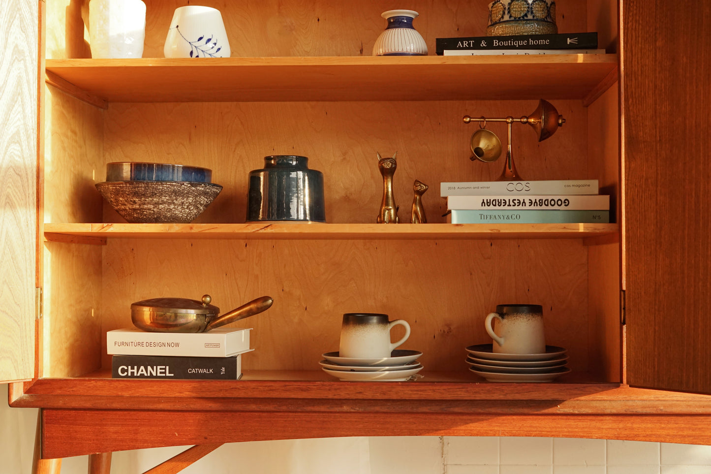 丹麥 柚木 三門 高腳 收納櫃 餐邊櫃